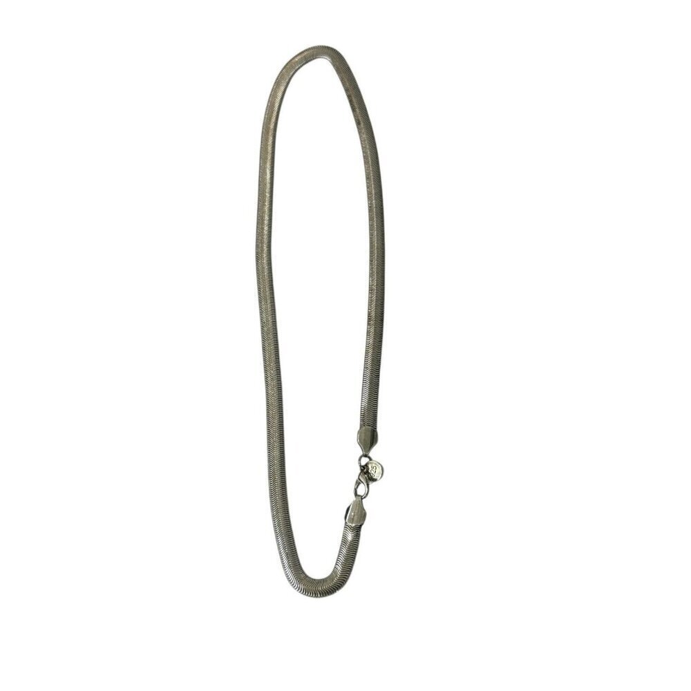 Sterling Silver 925 Herringbone Chain Necklace 17.5" 5MM Classic Versatile Sleek - Picture 4 of 11